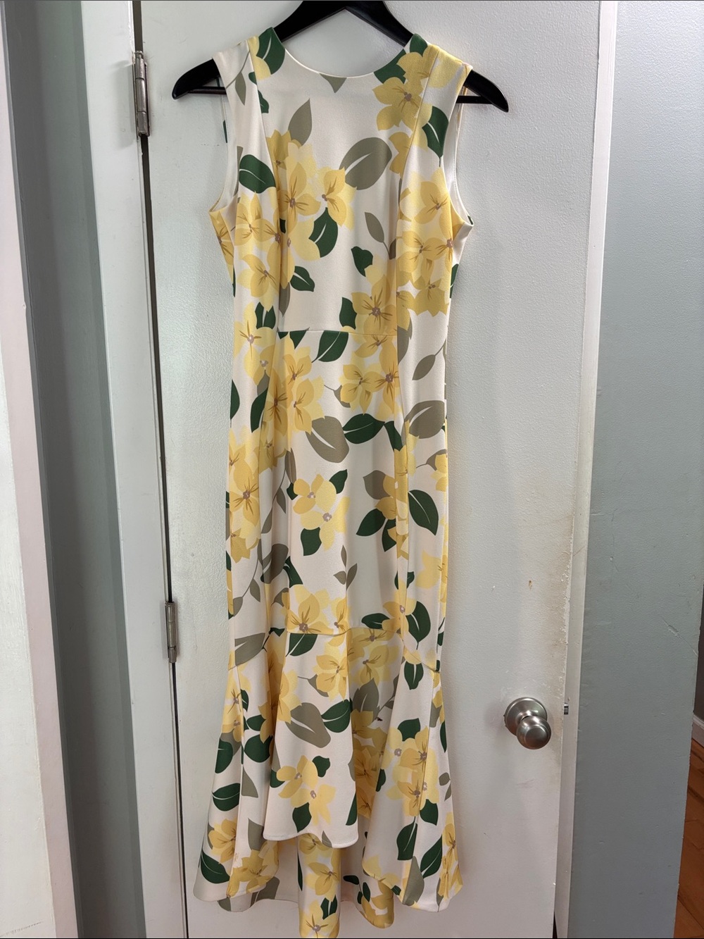 Calvin Klein Cream Maxi Dress with Yellow Floral Print